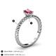 4 - Leona Bold 7x5 mm Emerald Cut Pink Tourmaline Solitaire Rope Engagement Ring 
