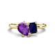 1 - Nadya Pear Shape Amethyst & Emerald Shape Blue Sapphire 2 Stone Duo Ring 