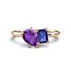 1 - Nadya Pear Shape Amethyst & Emerald Shape Iolite 2 Stone Duo Ring 