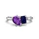 1 - Nadya Pear Shape Amethyst & Emerald Shape Blue Sapphire 2 Stone Duo Ring 