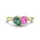1 - Nadya Pear Shape Lab Created Alexandrite & Emerald Shape Pink Sapphire 2 Stone Duo Ring 