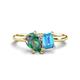 1 - Nadya Pear Shape Lab Created Alexandrite & Emerald Shape Blue Topaz 2 Stone Duo Ring 