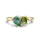 1 - Nadya Pear Shape Lab Created Alexandrite & Emerald Shape Peridot 2 Stone Duo Ring 