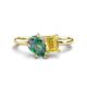 1 - Nadya Pear Shape Lab Created Alexandrite & Emerald Shape Yellow Sapphire 2 Stone Duo Ring 