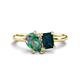 1 - Nadya Pear Shape Lab Created Alexandrite & Emerald Shape London Blue Topaz 2 Stone Duo Ring 