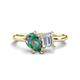 1 - Nadya Pear Shape Lab Created Alexandrite & Emerald Shape White Sapphire 2 Stone Duo Ring 