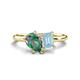 1 - Nadya Pear Shape Lab Created Alexandrite & Emerald Shape Aquamarine 2 Stone Duo Ring 