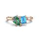 1 - Nadya Pear Shape Lab Created Alexandrite & Emerald Shape Blue Topaz 2 Stone Duo Ring 