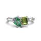 1 - Nadya Pear Shape Lab Created Alexandrite & Emerald Shape Peridot 2 Stone Duo Ring 