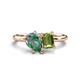 1 - Nadya Pear Shape Lab Created Alexandrite & Emerald Shape Peridot 2 Stone Duo Ring 