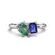 1 - Nadya Pear Shape Lab Created Alexandrite & Emerald Shape Iolite 2 Stone Duo Ring 