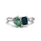 1 - Nadya Pear Shape Lab Created Alexandrite & Emerald Shape London Blue Topaz 2 Stone Duo Ring 