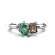 1 - Nadya Pear Shape Lab Created Alexandrite & Emerald Shape Smoky Quartz 2 Stone Duo Ring 