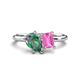 1 - Nadya Pear Shape Lab Created Alexandrite & Emerald Shape Pink Sapphire 2 Stone Duo Ring 