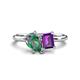 1 - Nadya Pear Shape Lab Created Alexandrite & Emerald Shape Amethyst 2 Stone Duo Ring 