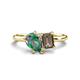 1 - Nadya Pear Shape Lab Created Alexandrite & Emerald Shape Smoky Quartz 2 Stone Duo Ring 