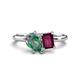 1 - Nadya Pear Shape Lab Created Alexandrite & Emerald Shape Rhodolite Garnet 2 Stone Duo Ring 