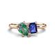 1 - Nadya Pear Shape Lab Created Alexandrite & Emerald Shape Iolite 2 Stone Duo Ring 