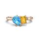 1 - Nadya Pear Shape Blue Topaz & Emerald Shape Citrine 2 Stone Duo Ring 