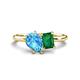 1 - Nadya Pear Shape Blue Topaz & Emerald Shape Emerald 2 Stone Duo Ring 