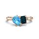 1 - Nadya Pear Shape Blue Topaz & Emerald Shape London Blue Topaz 2 Stone Duo Ring 