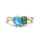 1 - Nadya Pear Shape Blue Topaz & Emerald Shape Lab Created Alexandrite 2 Stone Duo Ring 