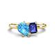 1 - Nadya Pear Shape Blue Topaz & Emerald Shape Iolite 2 Stone Duo Ring 
