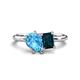 1 - Nadya Pear Shape Blue Topaz & Emerald Shape London Blue Topaz 2 Stone Duo Ring 