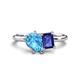 1 - Nadya Pear Shape Blue Topaz & Emerald Shape Iolite 2 Stone Duo Ring 