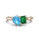 1 - Nadya Pear Shape Blue Topaz & Emerald Shape Emerald 2 Stone Duo Ring 