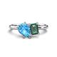 1 - Nadya Pear Shape Blue Topaz & Emerald Shape Lab Created Alexandrite 2 Stone Duo Ring 