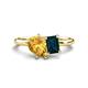 1 - Nadya Pear Shape Citrine & Emerald Shape London Blue Topaz 2 Stone Duo Ring 