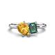 1 - Nadya Pear Shape Citrine & Emerald Shape Lab Created Alexandrite 2 Stone Duo Ring 