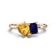 1 - Nadya Pear Shape Citrine & Emerald Shape Blue Sapphire 2 Stone Duo Ring 