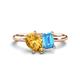 1 - Nadya Pear Shape Citrine & Emerald Shape Blue Topaz 2 Stone Duo Ring 