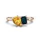 1 - Nadya Pear Shape Citrine & Emerald Shape London Blue Topaz 2 Stone Duo Ring 