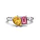 1 - Nadya Pear Shape Citrine & Emerald Shape Pink Tourmaline 2 Stone Duo Ring 