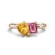 1 - Nadya Pear Shape Citrine & Emerald Shape Pink Tourmaline 2 Stone Duo Ring 