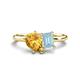 1 - Nadya Pear Shape Citrine & Emerald Shape Aquamarine 2 Stone Duo Ring 