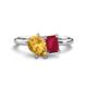 1 - Nadya Pear Shape Citrine & Emerald Shape Ruby 2 Stone Duo Ring 