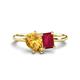 1 - Nadya Pear Shape Citrine & Emerald Shape Ruby 2 Stone Duo Ring 