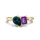 1 - Nadya Pear Shape London Blue Topaz & Emerald Shape Amethyst 2 Stone Duo Ring 