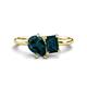 1 - Nadya Pear & Emerald Shape London Blue Topaz 2 Stone Duo Ring 