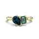 1 - Nadya Pear Shape London Blue Topaz & Emerald Shape Lab Created Alexandrite 2 Stone Duo Ring 