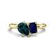 1 - Nadya Pear Shape London Blue Topaz & Emerald Shape Blue Sapphire 2 Stone Duo Ring 