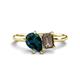 1 - Nadya Pear Shape London Blue Topaz & Emerald Shape Smoky Quartz 2 Stone Duo Ring 