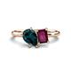 1 - Nadya Pear Shape London Blue Topaz & Emerald Shape Rhodolite Garnet 2 Stone Duo Ring 