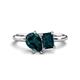 1 - Nadya Pear & Emerald Shape London Blue Topaz 2 Stone Duo Ring 