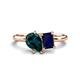 1 - Nadya Pear Shape London Blue Topaz & Emerald Shape Blue Sapphire 2 Stone Duo Ring 