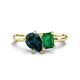 1 - Nadya Pear Shape London Blue Topaz & Emerald Shape Emerald 2 Stone Duo Ring 